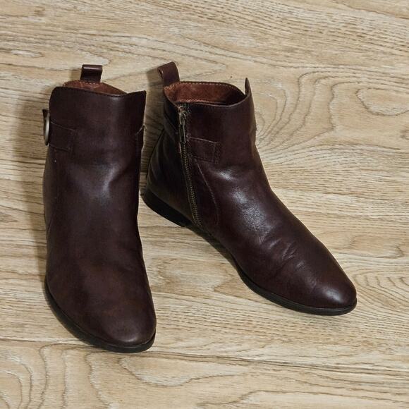 Born Boots Brown Leather Comfort Buckle Strap Side Zip Ankle Booties Womens 9M - Picture 10 of 10